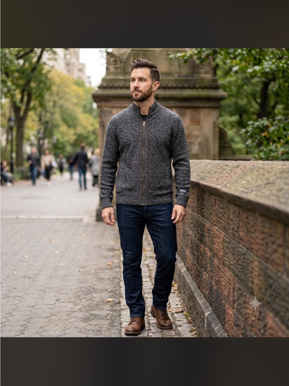 Men's Gray Full-Zip Lightweight Shirt Jacket
